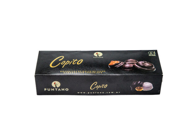 copito de dulce de leche PUNTANO chocolate negro y blanco